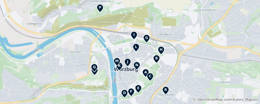Mapa de Würzburg Parks and Gardens