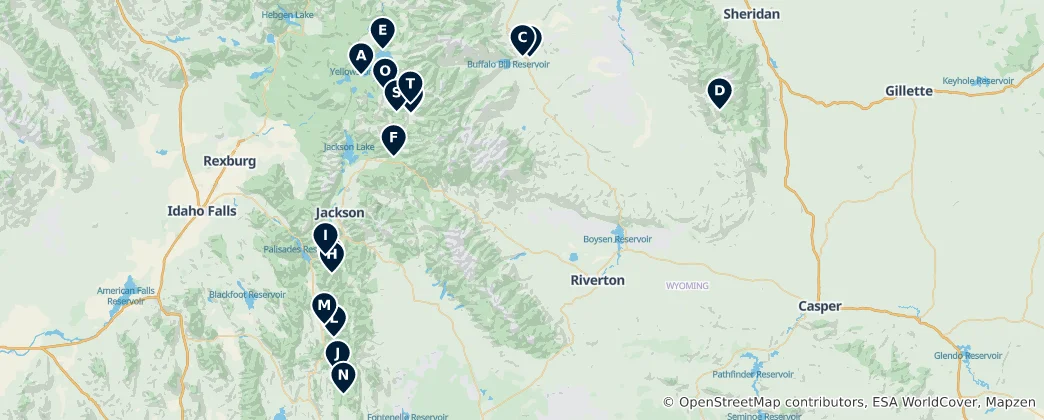Mappa di Top Camping Destinations