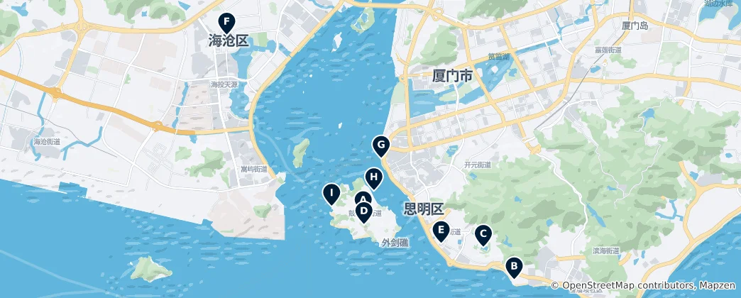 Mapa Xiamen Must-Sees