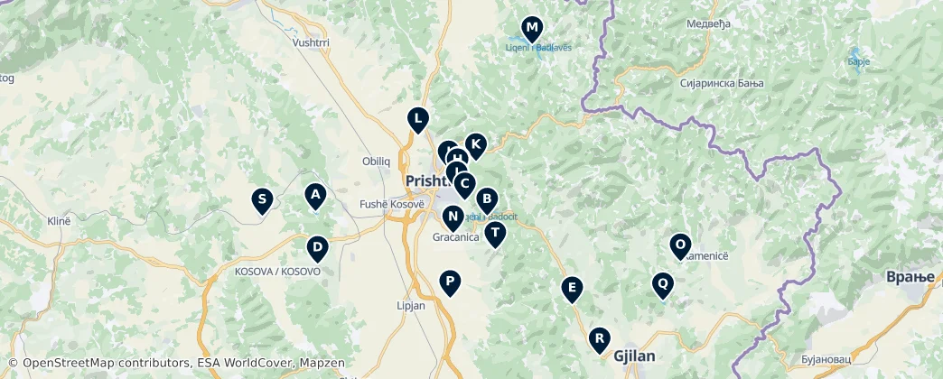 Kosovo's Nature Escapes — Map