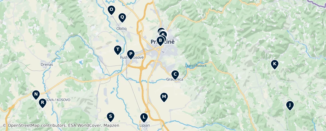 Kosovo's Sacred Sites — Map