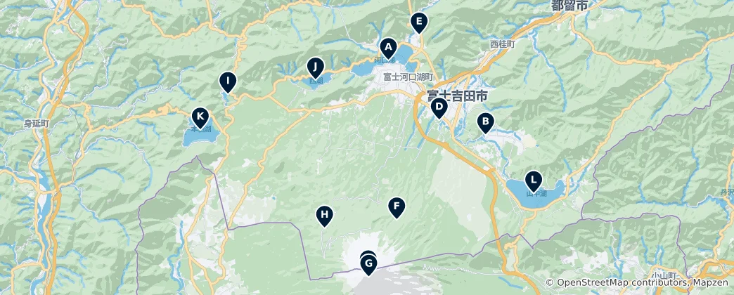 Mapa de Fuji Five Lakes & Heritage