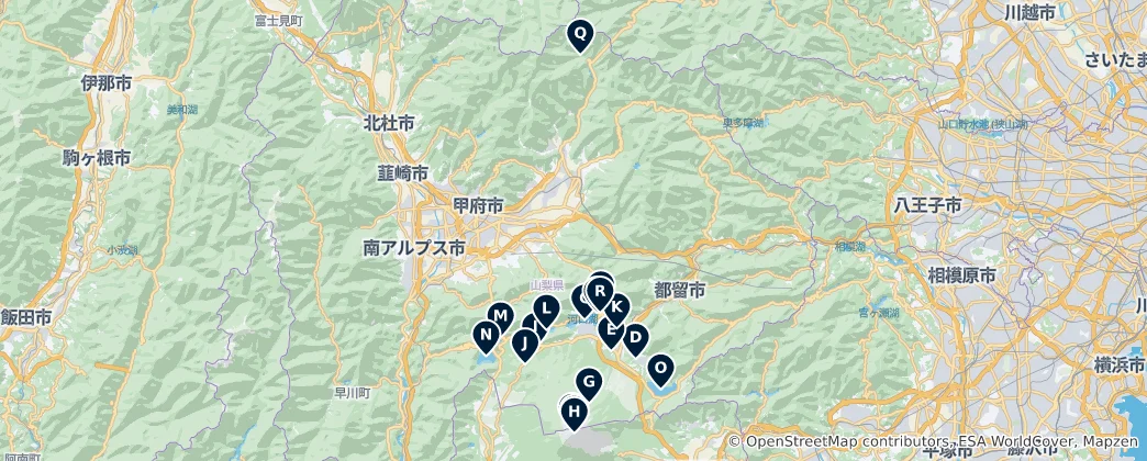 Map of Yamanashi's Crown Jewels