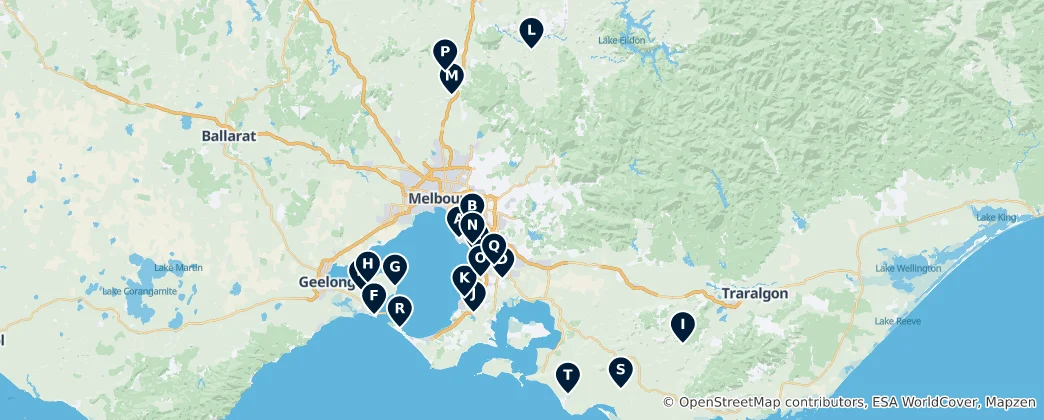 Карта Australia's Top Golf Courses