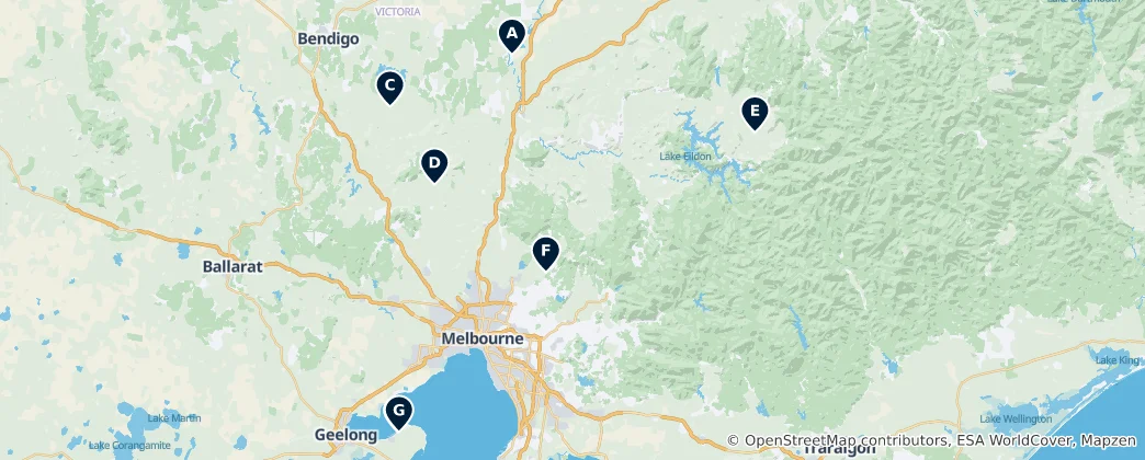 Mapa Victoria's Wine Estates