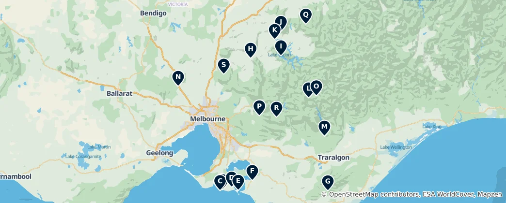 Map of Yarra Valley's Unmissable Gems