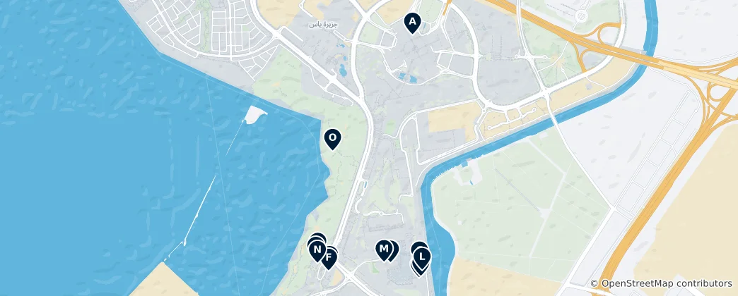 Map of Best Dining on Yas Island