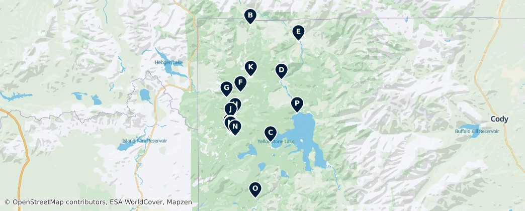 Map of Yellowstone National Park's Absolute Must-Sees