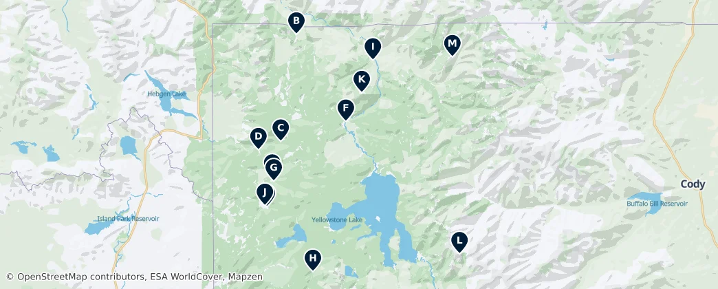 Map of Yellowstone's Natural Wonders