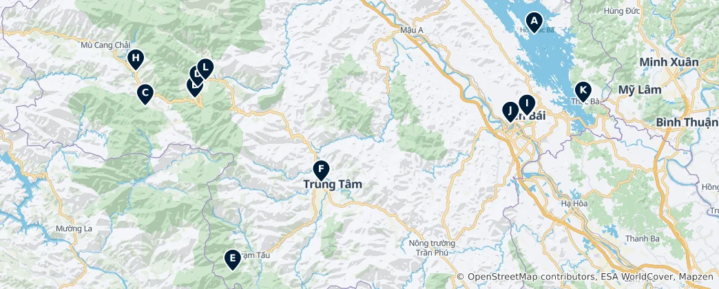 Mapa Yên Bái Essentials