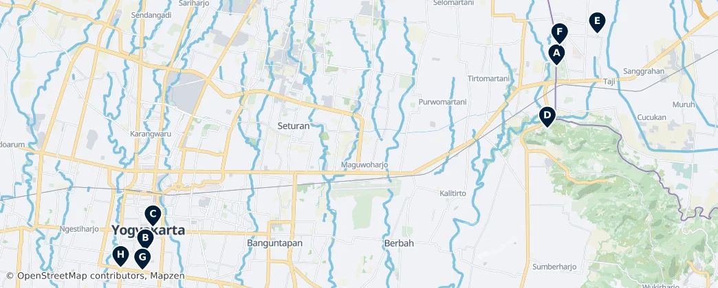 Map of Historical Landmarks of Yogyakarta