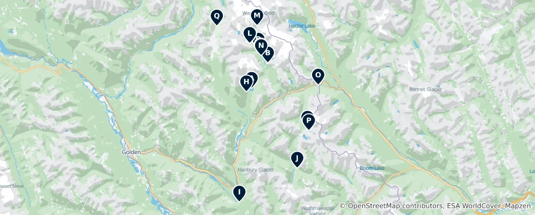 Map of Waterfalls and Lakes