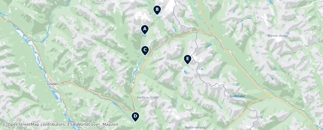Map of Yoho National Park Must-Sees