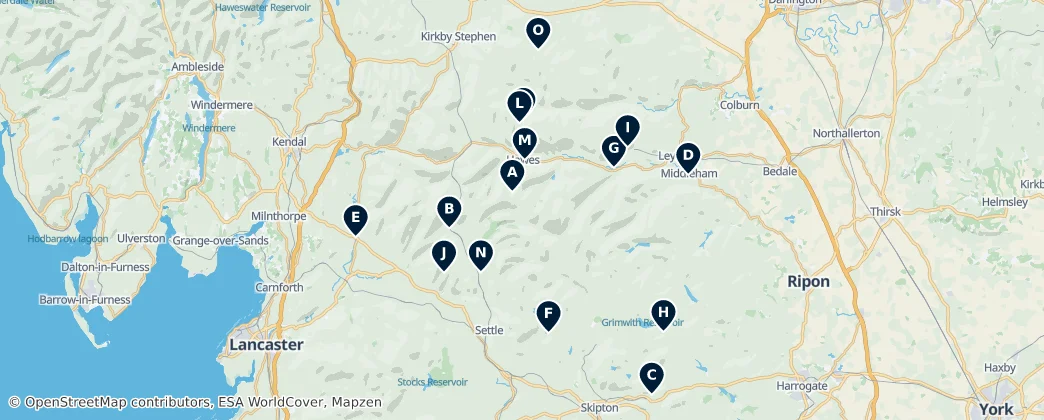 Карта Yorkshire Dales National Park: The Absolute Essentials