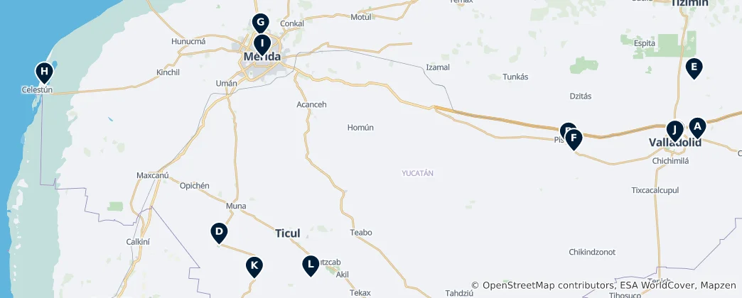 Mappa di Yucatan's Absolute Essentials