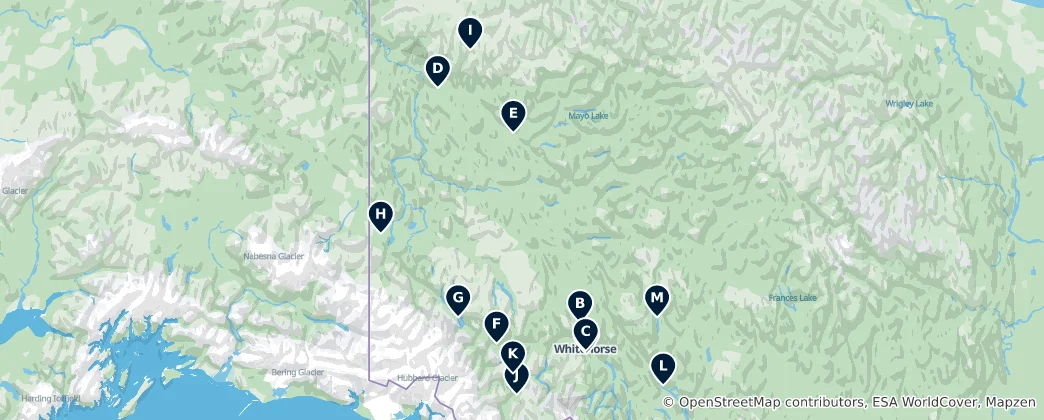 Karte von Yukon Parks & Campgrounds