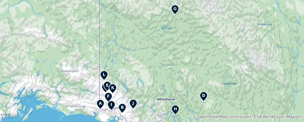Kaart van Yukon's Natural Wonders