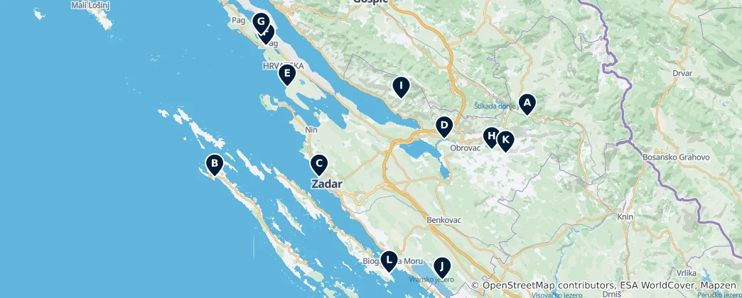 Mappa di Beaches and Nature