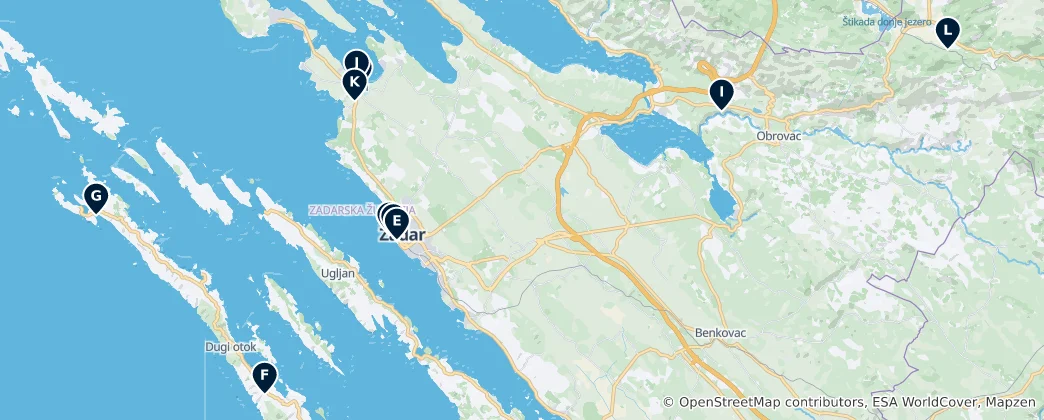 Mapa Zadar County Essentials