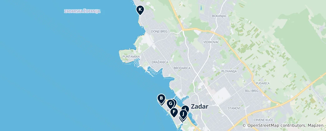 Mapa Zadar – atrakcje, które trzeba zobaczyć
