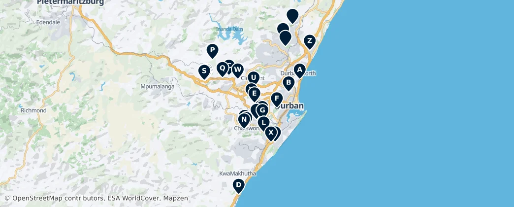 Durban Parks & Recreation — Mapa