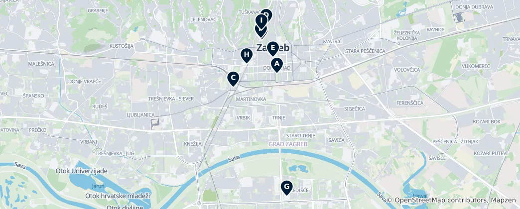 Mapa Zagreb's Art & Museums