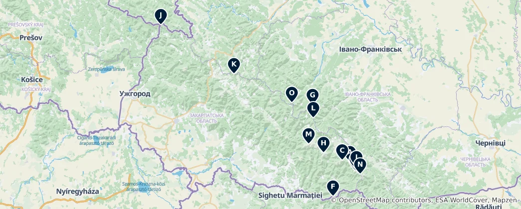 Map of Carpathian Peaks & Passes