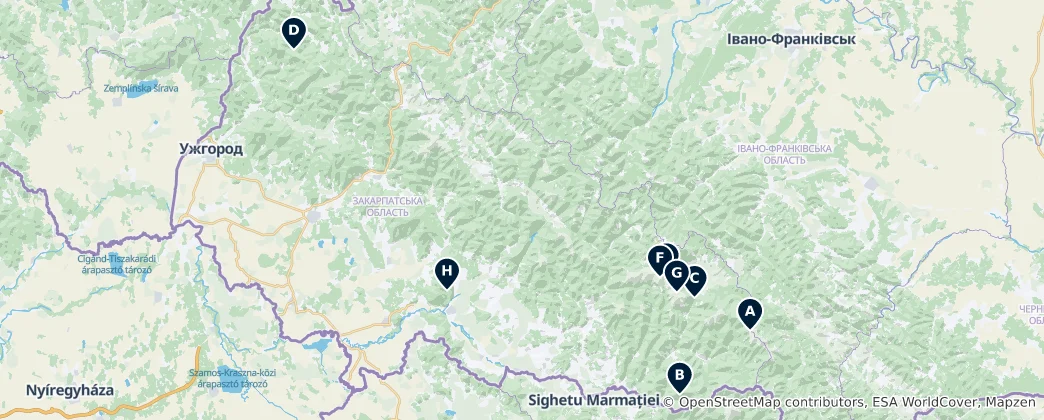 Map of Carpathian Waterfalls & Lakes