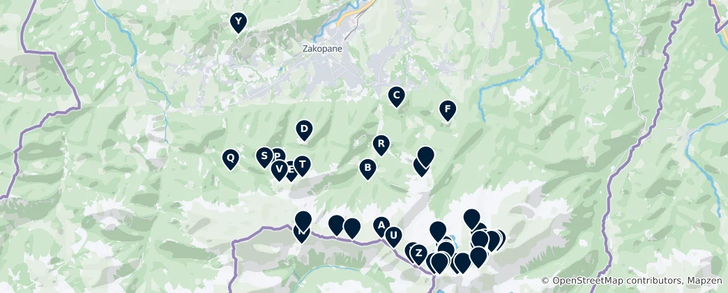 Map of Majestic Mountain Peaks