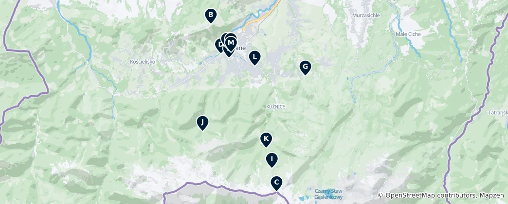 Mapa Zakopane's Absolute Essentials