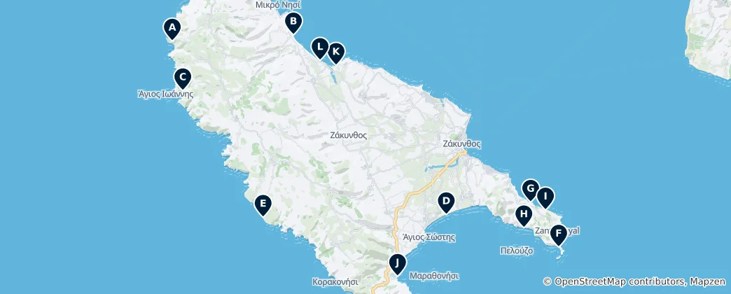 Mappa di Best Beaches in Zakynthos