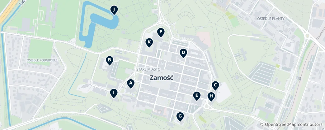 Map of Historic Sites of Zamość
