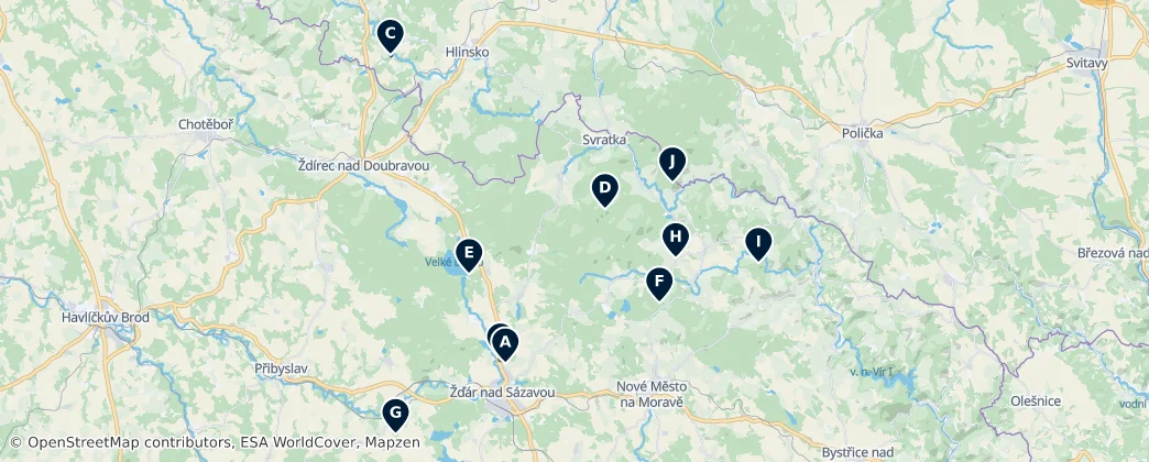 CHKO Žďárské vrchy Essentials — Mapa