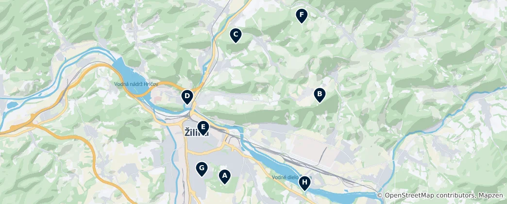 Map of Outdoor Recreation in Žilina