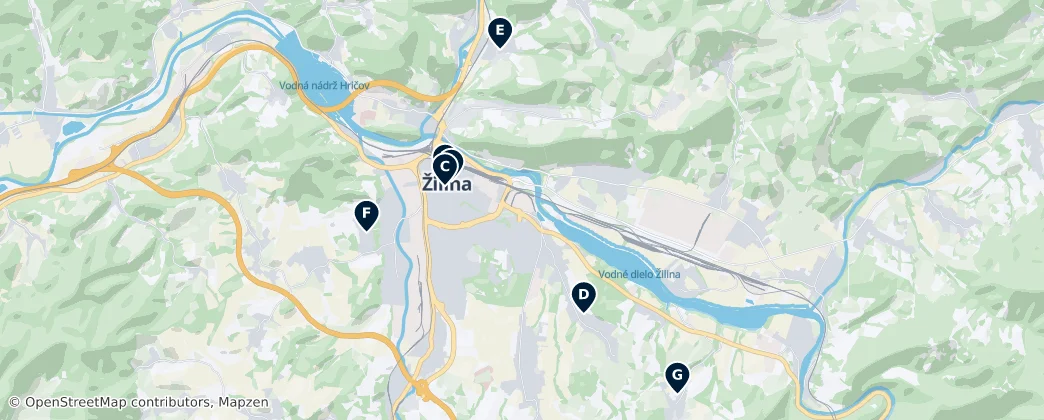 Religious Sites in Žilina — Carte