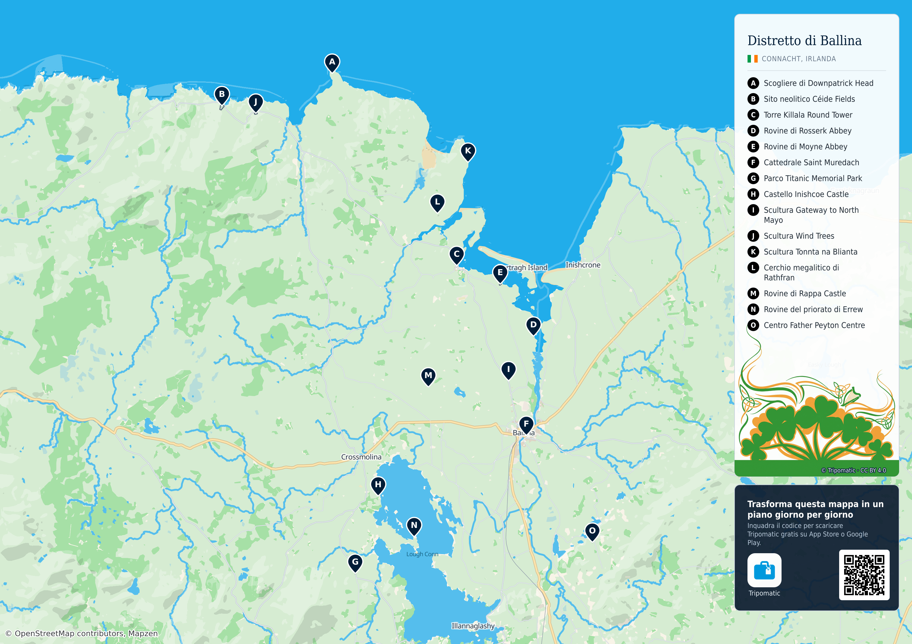 Ballina Municipal District – mappa turistica stampabile con le migliori attrazioni numerate