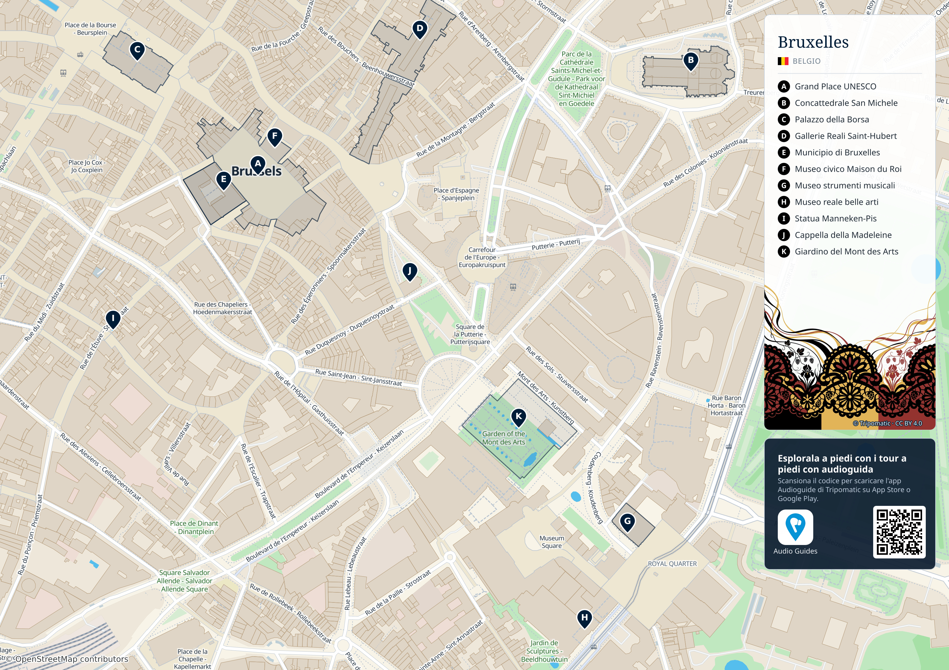 Bruxelles – mappa turistica stampabile con le migliori attrazioni numerate