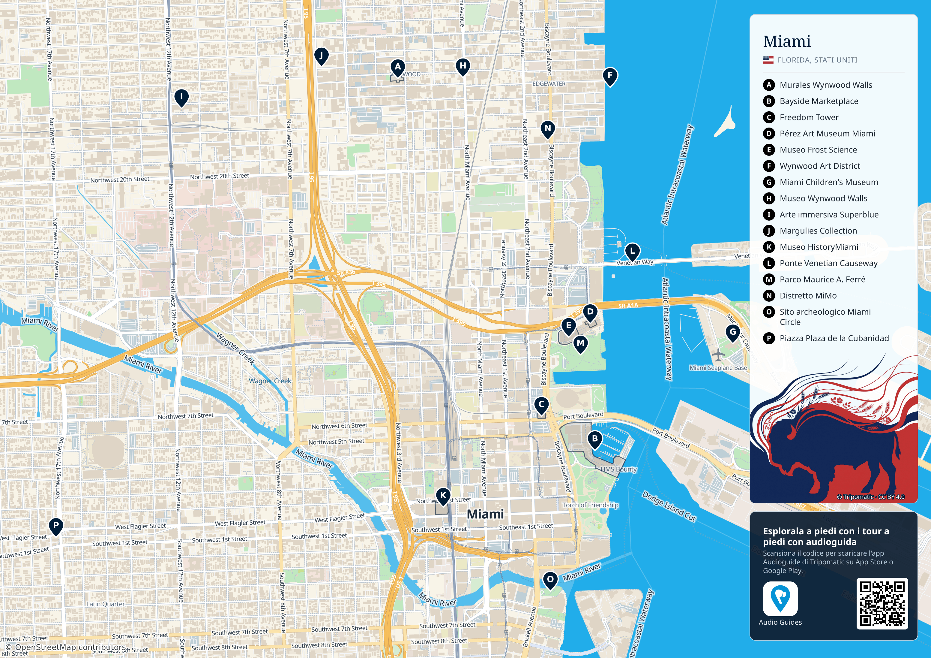 Miami – mappa turistica stampabile con le migliori attrazioni numerate
