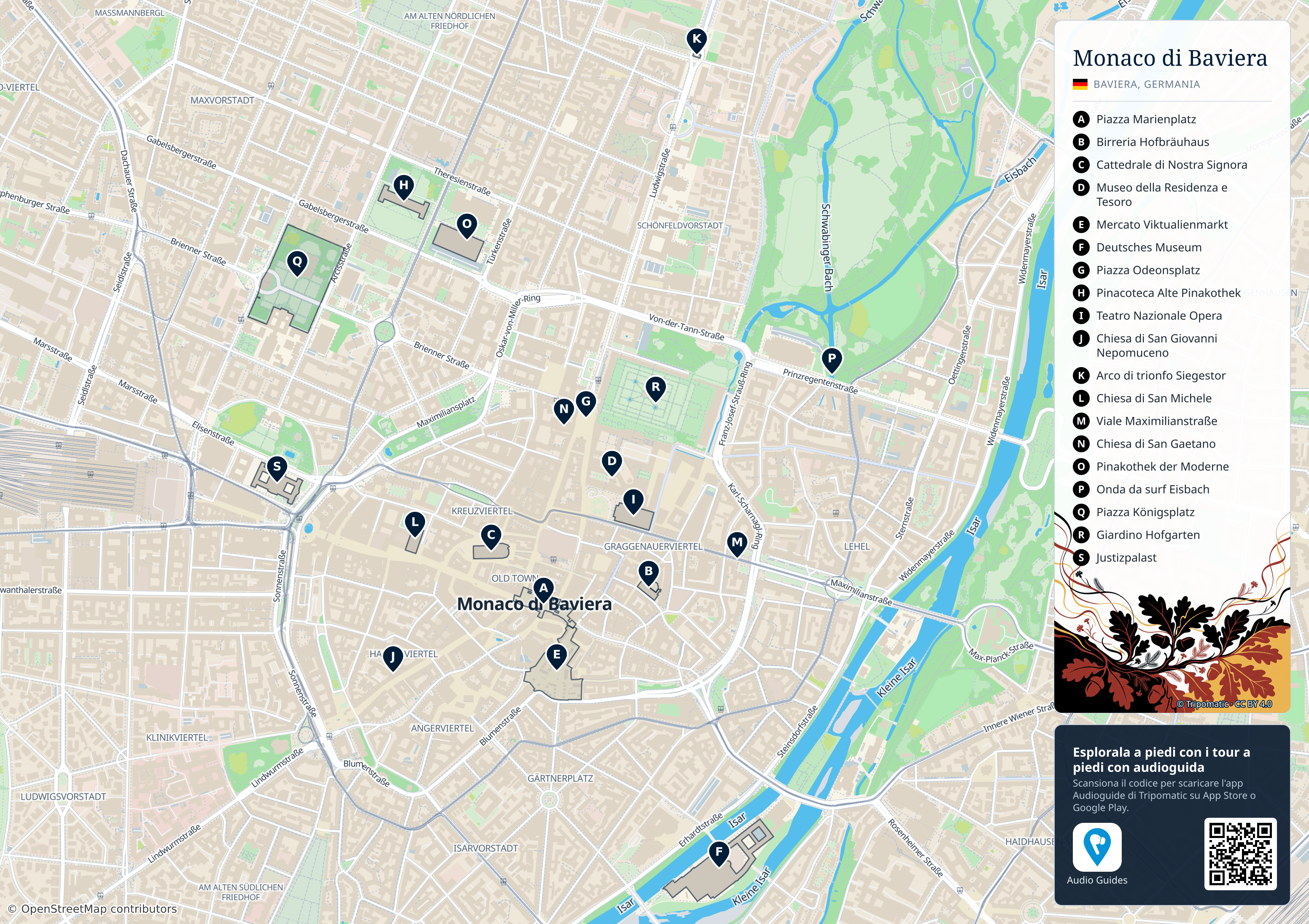 Monaco di Baviera – mappa turistica stampabile con le migliori attrazioni numerate