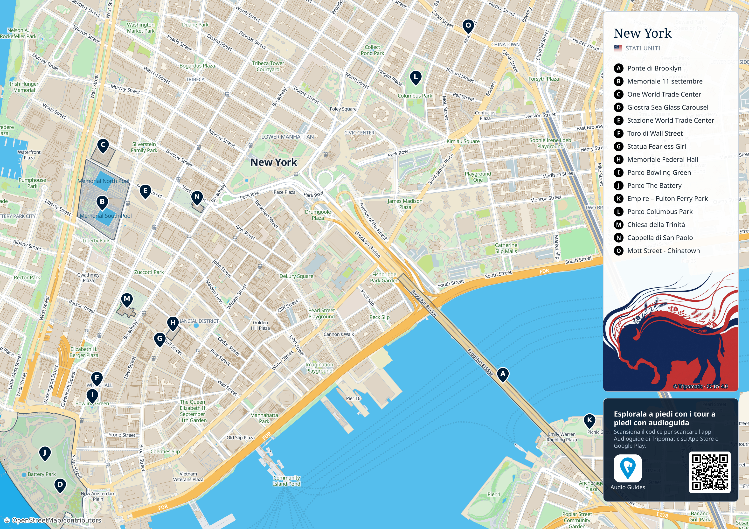 New York – mappa turistica stampabile con le migliori attrazioni numerate