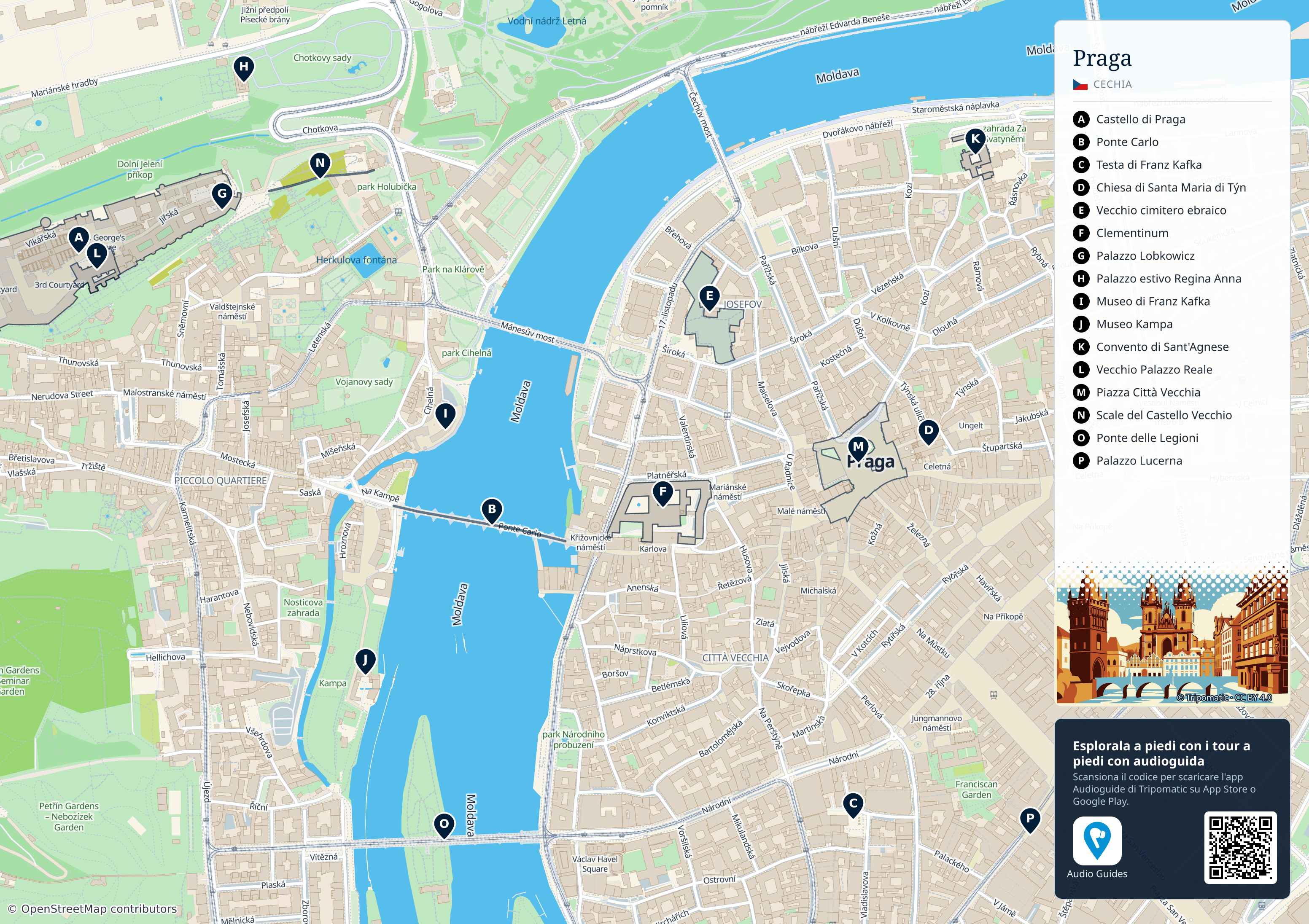 Praga – mappa turistica stampabile con le migliori attrazioni numerate
