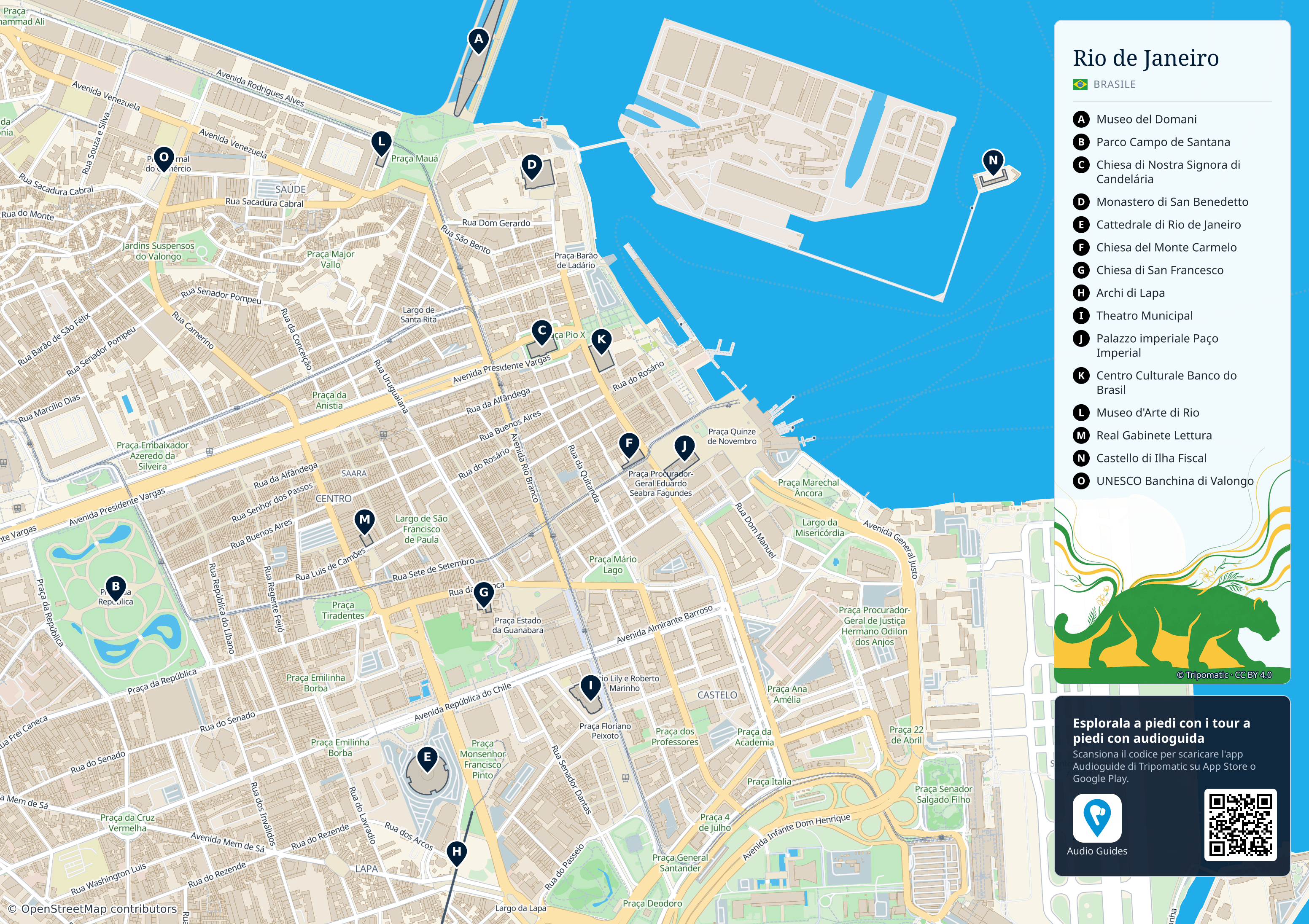 Rio de Janeiro – mappa turistica stampabile con le migliori attrazioni numerate