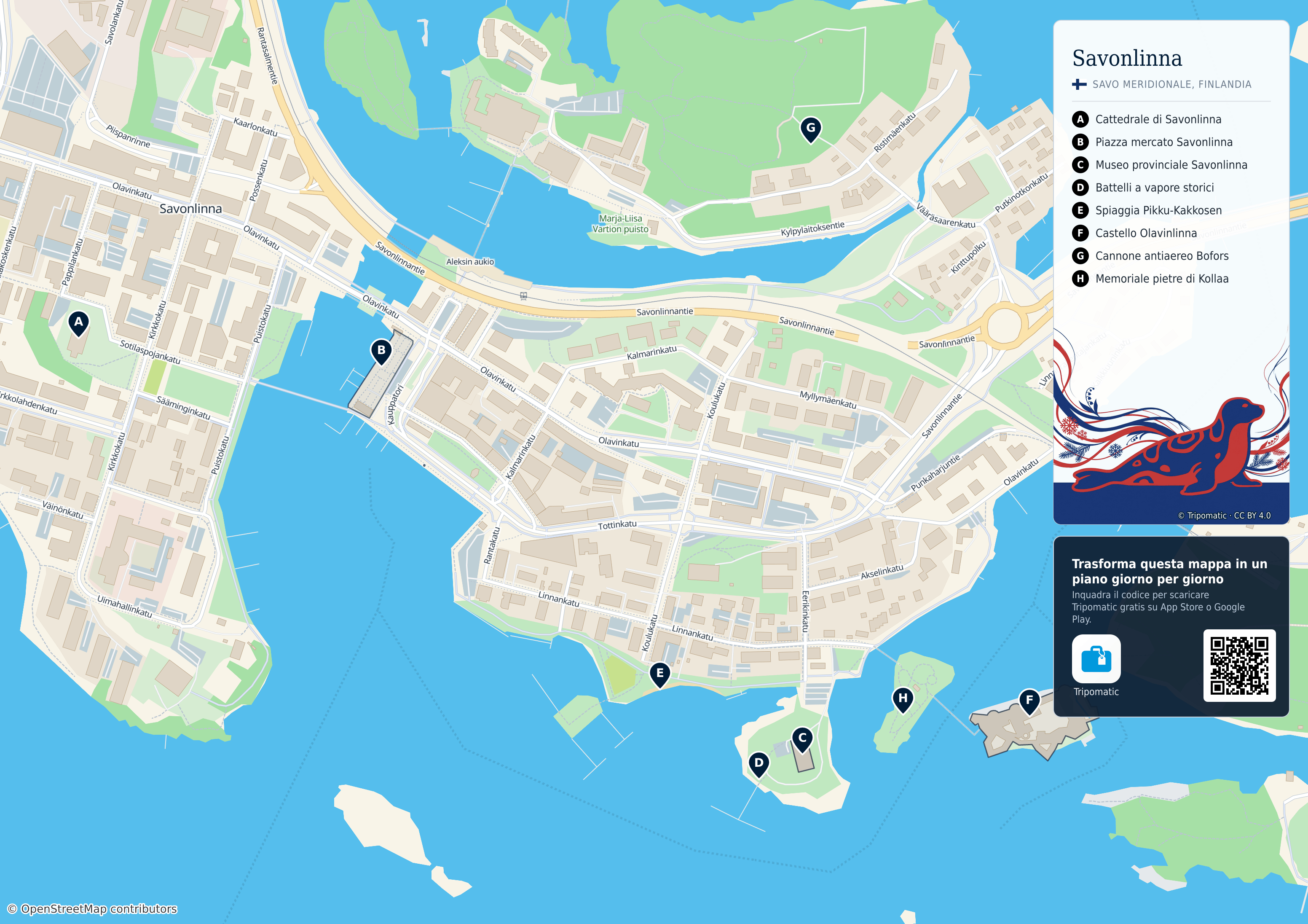 Savonlinna – mappa turistica stampabile con le migliori attrazioni numerate