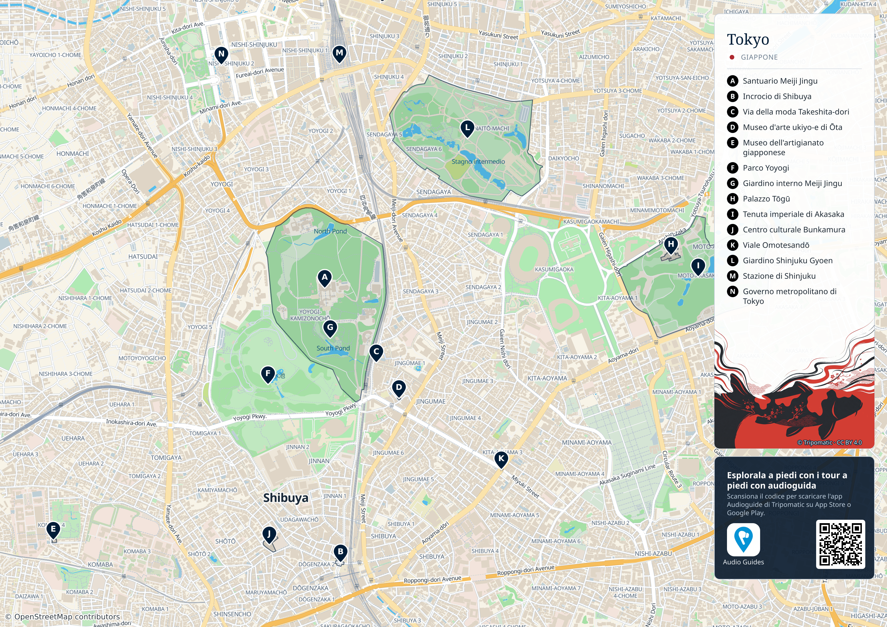 Tokyo – mappa turistica stampabile con le migliori attrazioni numerate