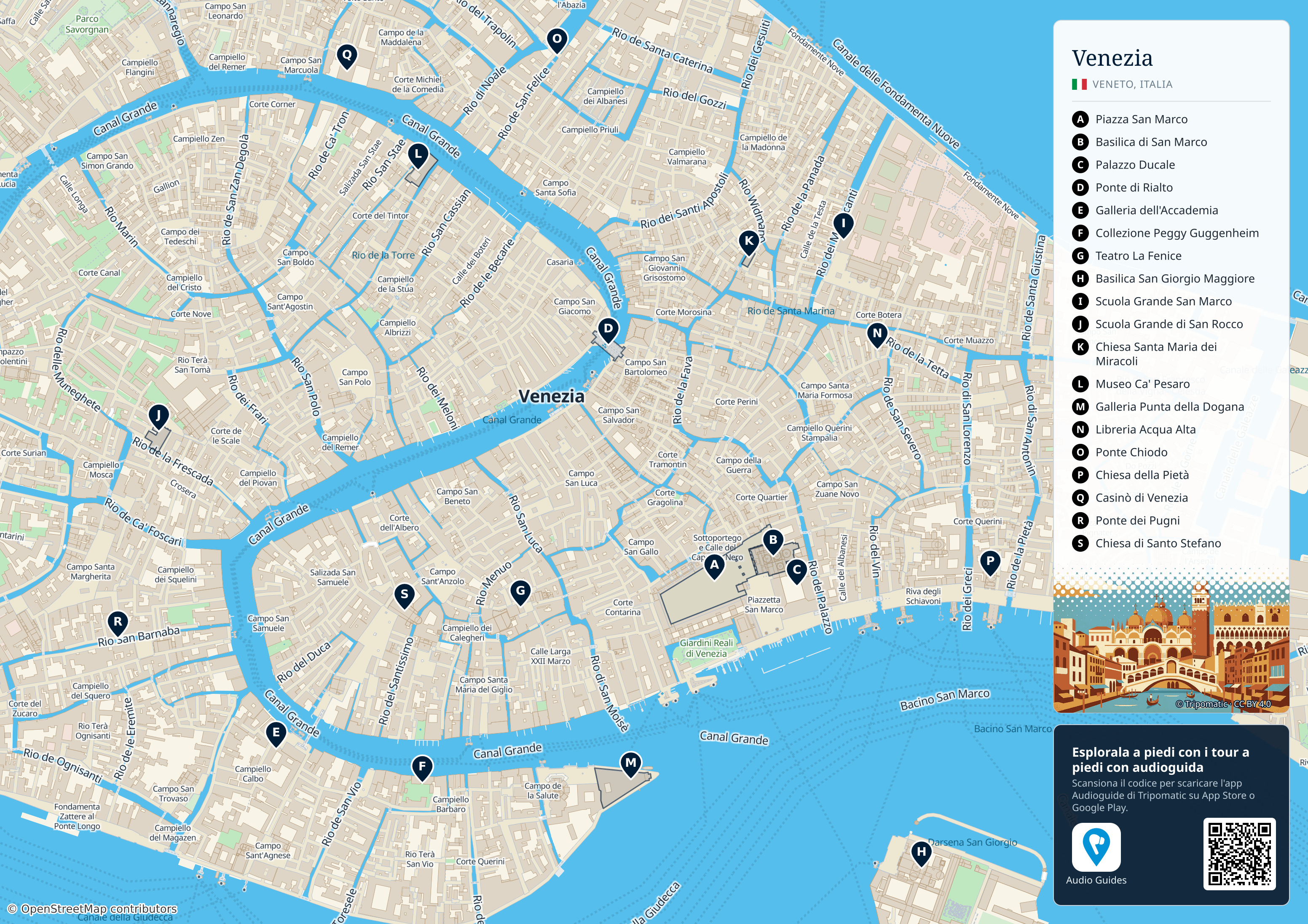Venezia – mappa turistica stampabile con le migliori attrazioni numerate