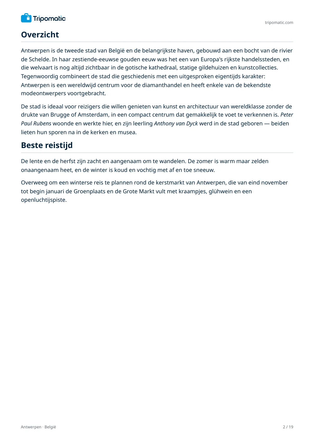 Antwerpen reisgids, pagina 2