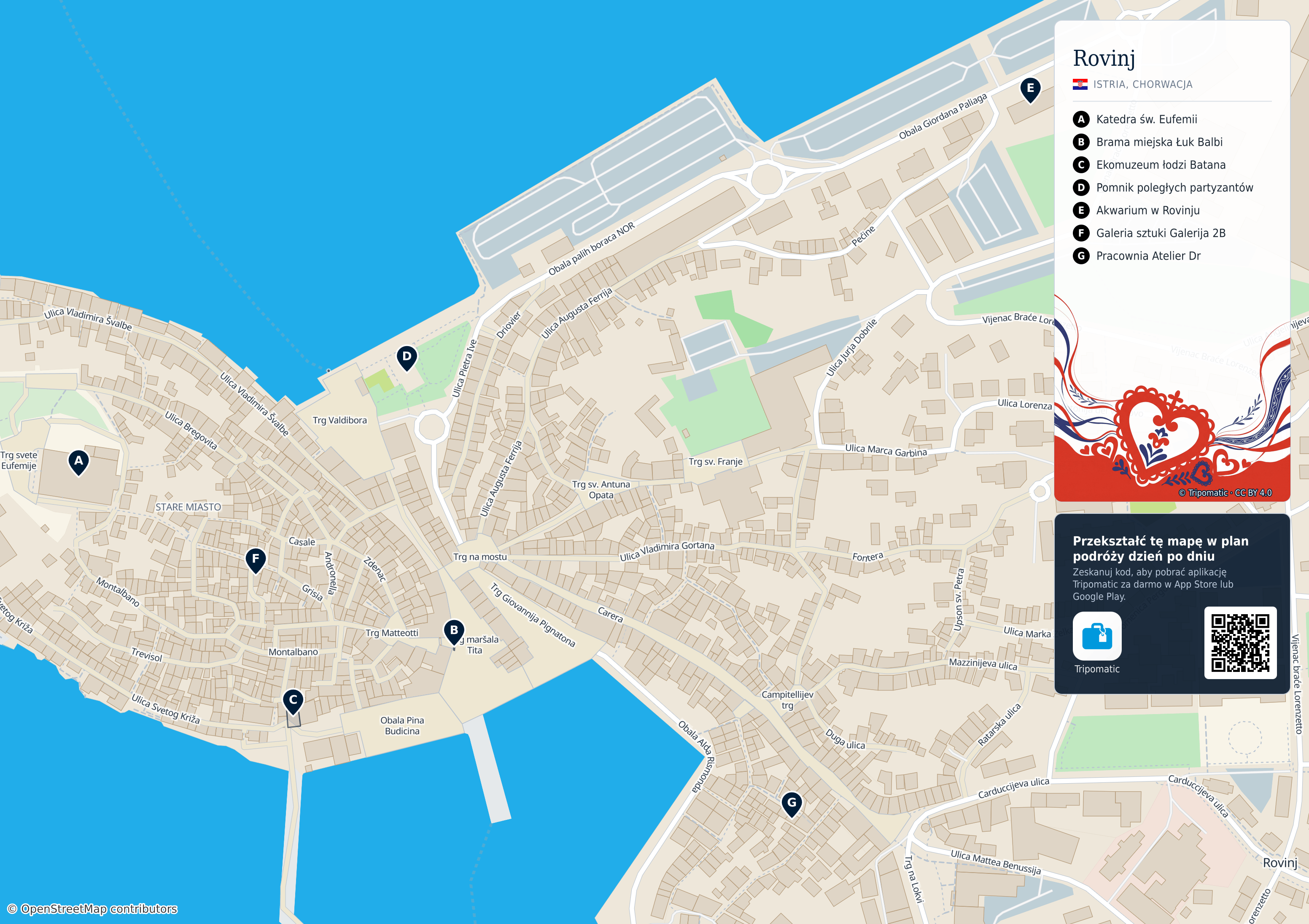 Rovinj – turystyczna mapa do druku z ponumerowanymi atrakcjami