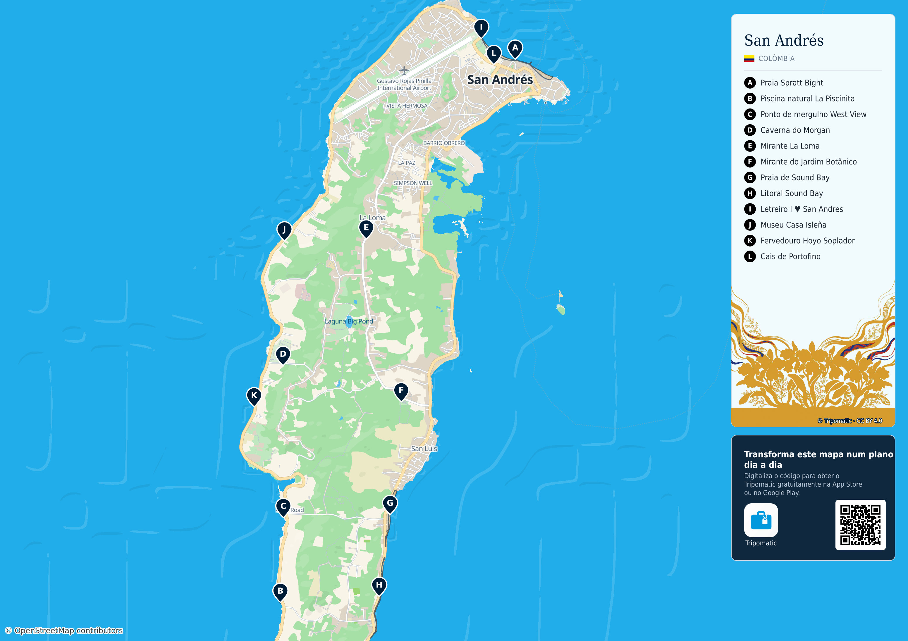 Santo André, Providência e Santa Catarina – mapa turístico para imprimir com as principais atrações numeradas