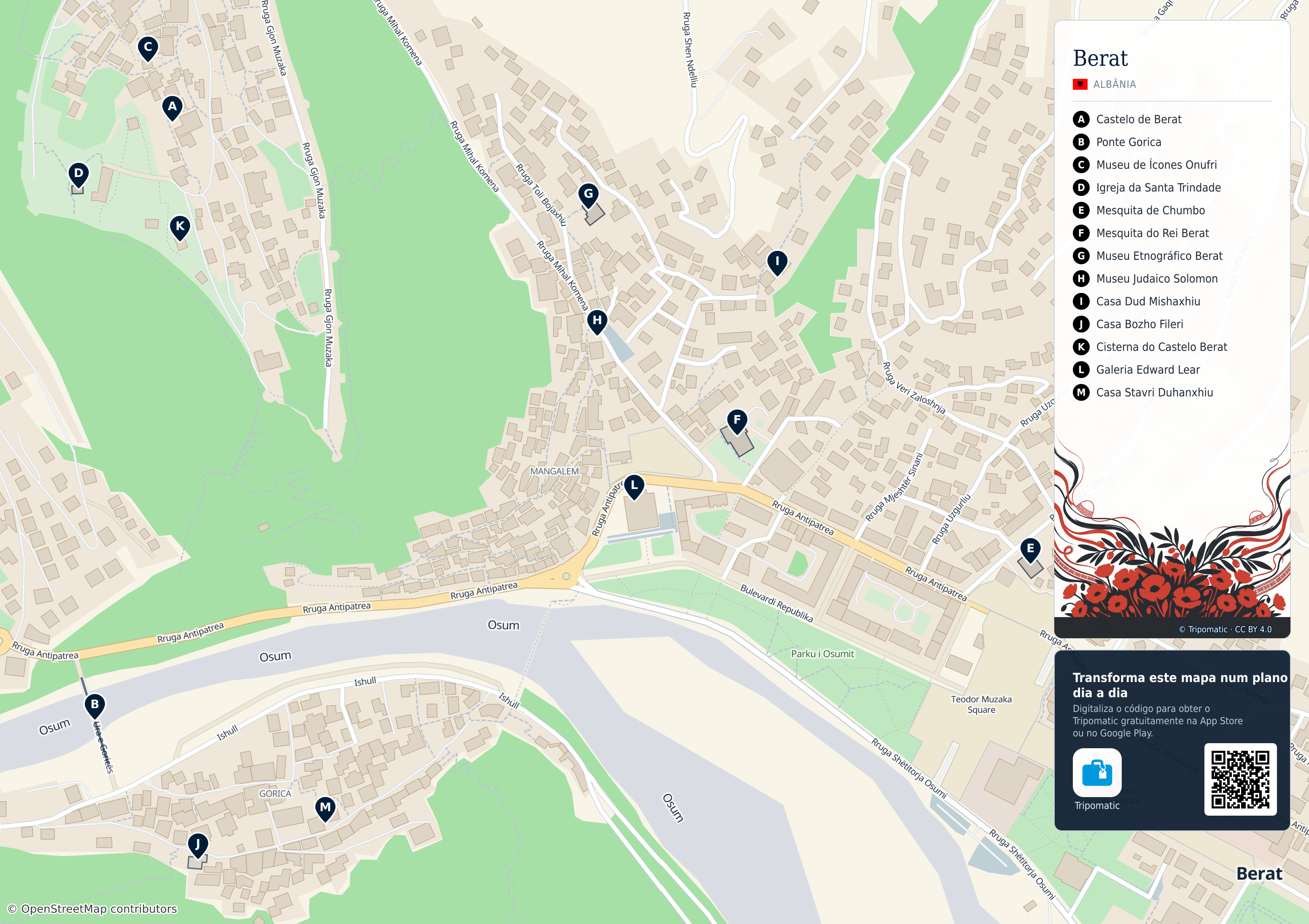 Berat – Mapa turístico para imprimir